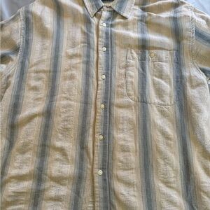 Bugle Boy Beige and Gray Striped Men's Shirt